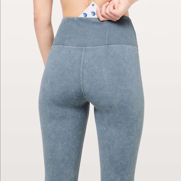 lululemon athletica Pants - LULULEMON WUNDER UNDER CROP 23” RIBBED WASHED BLUE